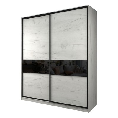 Шкаф - купе Max-МШ-23-6-20/2-99, 2000×600×2300 мм, цвет дуб крафт белый / стекло чёрное