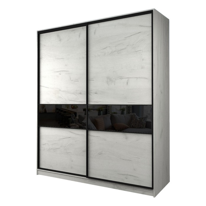 Шкаф-купе Max-МШ-23-6-20/2-99, 2000×600×2300 мм, цвет дуб крафт белый / стекло чёрное - Фото 1