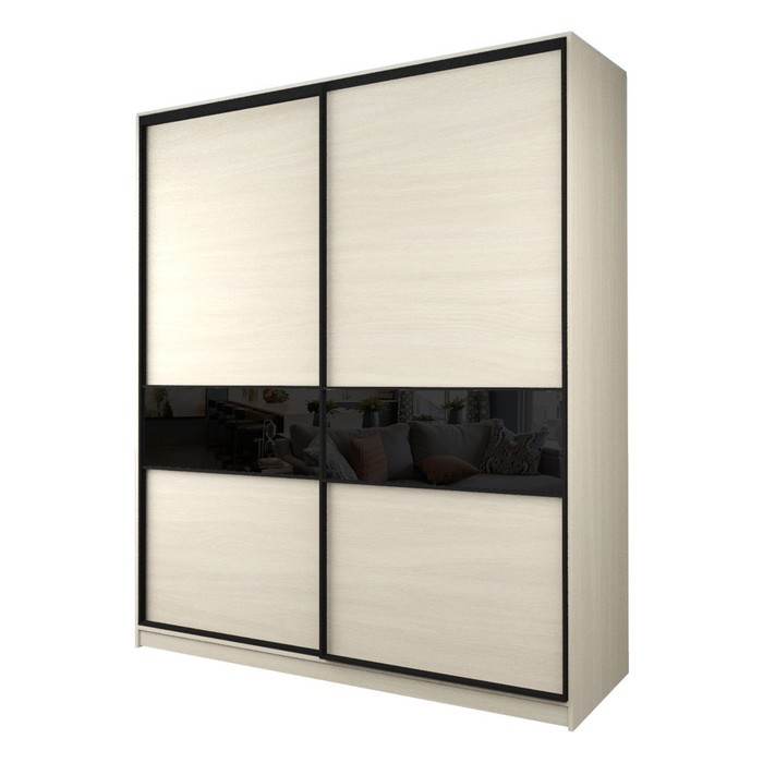 Шкаф-купе Max-МШ-23-6-20/2-99, 2000×600×2300 мм, цвет дуб молочный / стекло чёрное - Фото 1