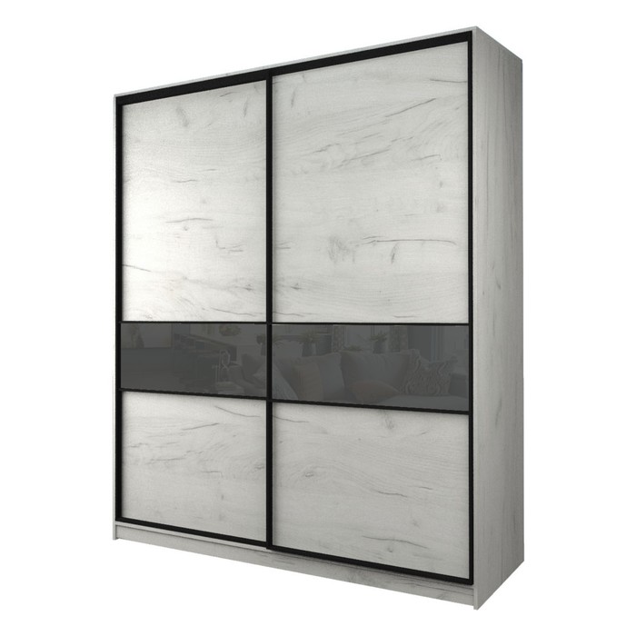Шкаф-купе Max-МШ-23-6-20/2-99, 2000×600×2300 мм, дуб крафт белый / стекло тёмно-серое - Фото 1