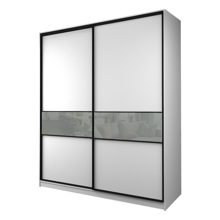 Шкаф-купе Max-МШ-23-6-20/2-99, 2000×600×2300 мм, цвет белый шагрень / стекло светло-серое - Фото 1