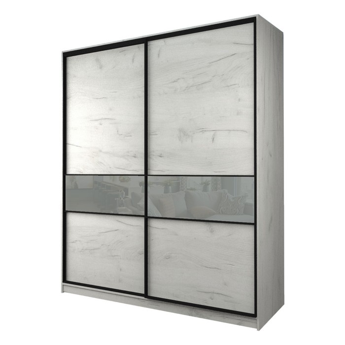 Шкаф-купе Max-МШ-23-6-20/2-99, 2000×600×2300 мм, дуб крафт белый / стекло светло-серое - Фото 1