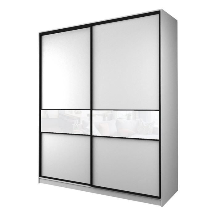 Шкаф-купе Max-МШ-23-6-20/2-99, 2000×600×2300 мм, цвет белый шагрень / стекло белое - Фото 1