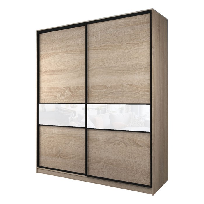 Шкаф-купе Max-МШ-23-6-20/2-99, 2000×600×2300 мм, цвет дуб сонома / стекло белое - Фото 1