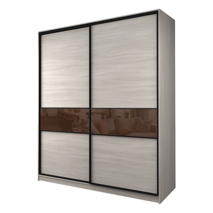 Шкаф-купе Max-МШ-23-6-22/2-99, 2200×600×2300 мм, цвет ясень шимо светлый / стекло шоколад - Фото 1