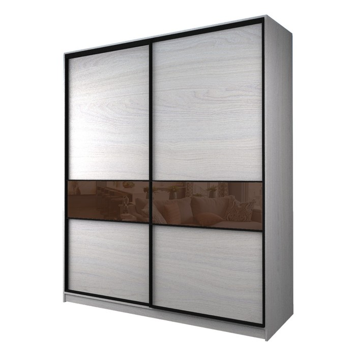 Шкаф-купе Max-МШ-23-6-22/2-99, 2200×600×2300 мм, ясень анкор светлый / стекло шоколад - Фото 1