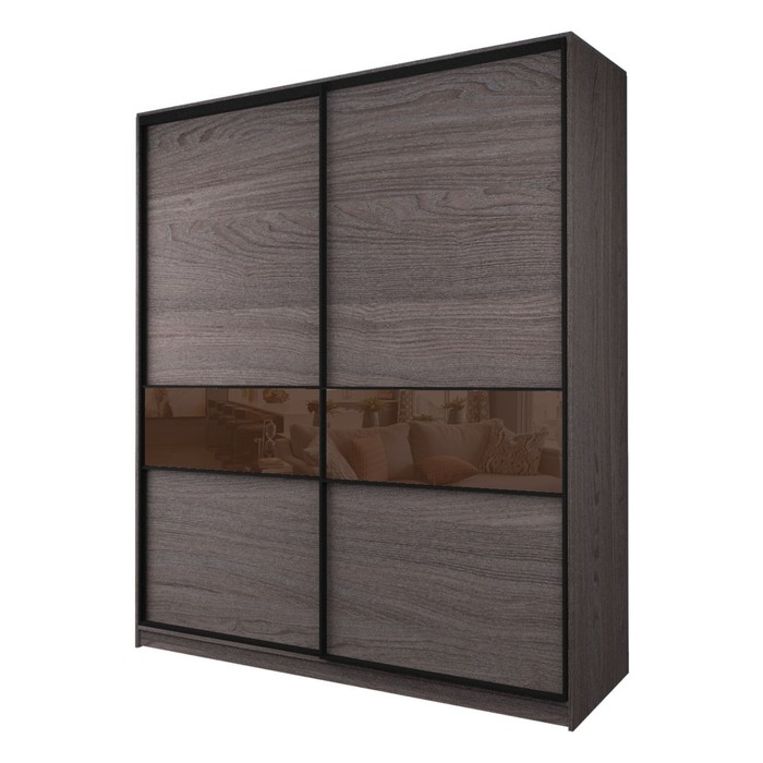 Шкаф-купе 2-х дверный Max 2/99, 2200×600×2300 мм, цвет ясень анкор тёмный / стекло шоколад - Фото 1