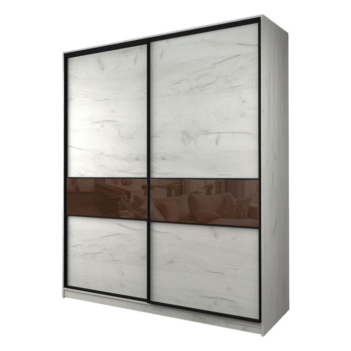 Шкаф-купе Max-МШ-23-6-22/2-99, 2200×600×2300 мм, цвет дуб крафт белый / стекло шоколад - Фото 1