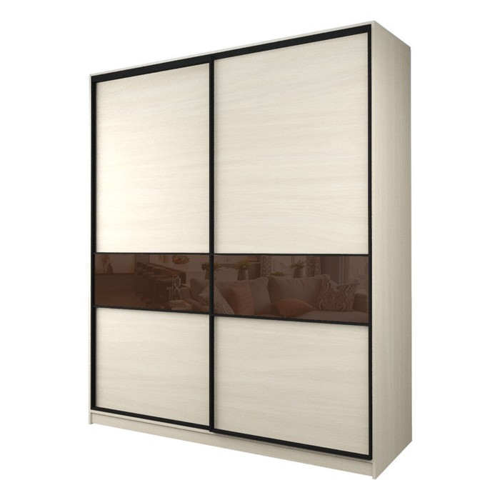 Шкаф-купе Max-МШ-23-6-22/2-99, 2200×600×2300 мм, цвет дуб молочный / стекло шоколад - Фото 1