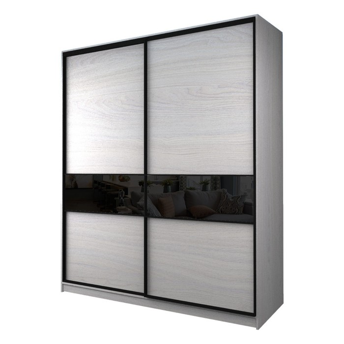 Шкаф-купе Max-МШ-23-6-22/2-99, 2200×600×2300 мм, цвет ясень анкор светлый / стекло чёрное - Фото 1