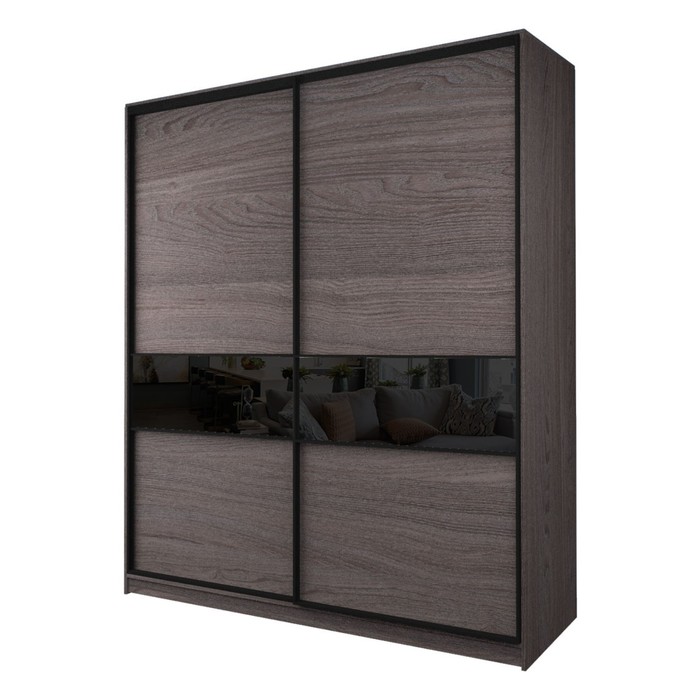 Шкаф-купе 2-х дверный Max 2/99, 2200×600×2300 мм, цвет ясень анкор тёмный / стекло чёрное - Фото 1