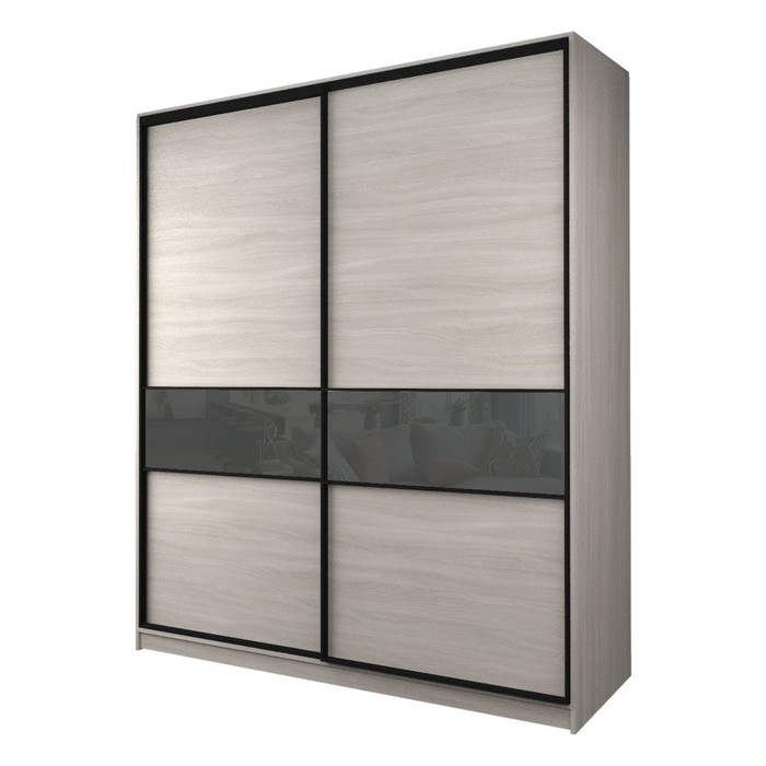 Шкаф-купе Max-МШ-23-6-22/2-99, 2200×600×2300 мм, ясень шимо светлый / стекло тёмно-серое - Фото 1