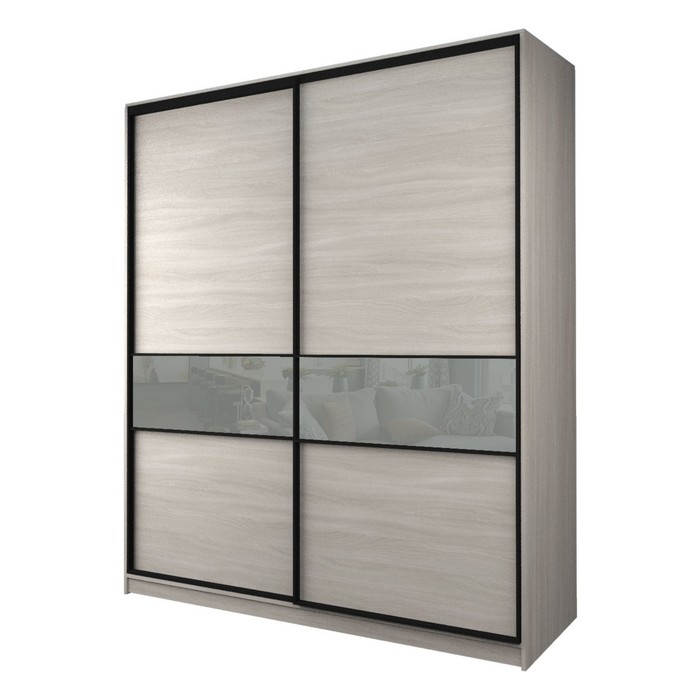 Шкаф-купе Max-МШ-23-6-22/2-99, 2200×600×2300 мм, ясень шимо светлый / стекло светло-серое - Фото 1
