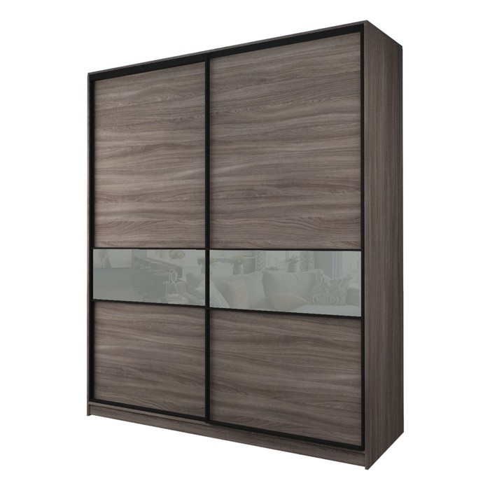 Шкаф-купе 2-х дверный Max 2/99, 2200×600×2300 мм, цвет ясень шимо тёмный / стекло светло-серое - Фото 1