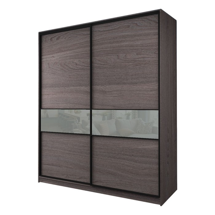 Шкаф-купе 2-х дверный Max 2/99, 2200×600×2300 мм, цвет ясень анкор тёмный / стекло светло-серое - Фото 1