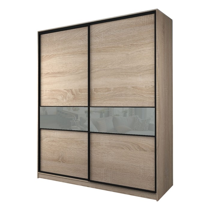 Шкаф - купе Max-МШ-23-6-22/2-99, 2200×600×2300 мм, цвет дуб сонома/стекло светло - серое - Фото 1
