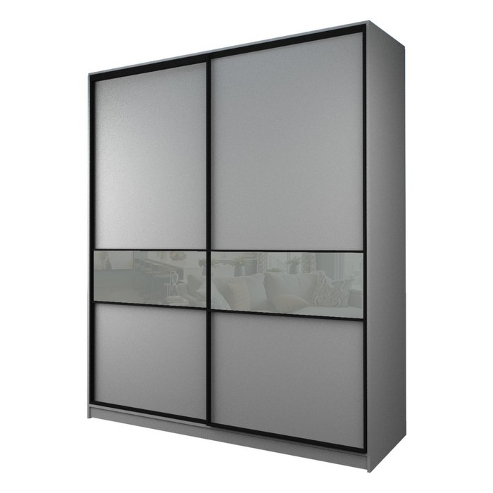 Шкаф-купе Max-МШ-23-6-22/2-99, 2200×600×2300 мм, цвет серый шагрень / стекло светло-серое - Фото 1