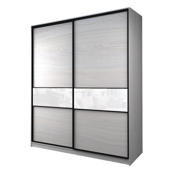 Шкаф-купе Max-МШ-23-6-22/2-99, 2200×600×2300 мм, цвет ясень анкор светлый / стекло белое - Фото 1