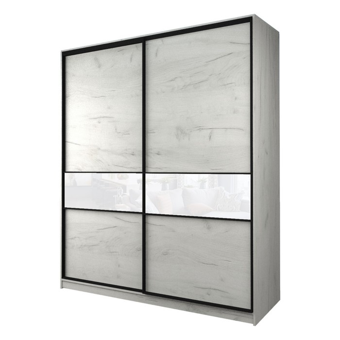 Шкаф-купе Max-МШ-23-6-22/2-99, 2200×600×2300 мм, цвет дуб крафт белый / стекло белое - Фото 1