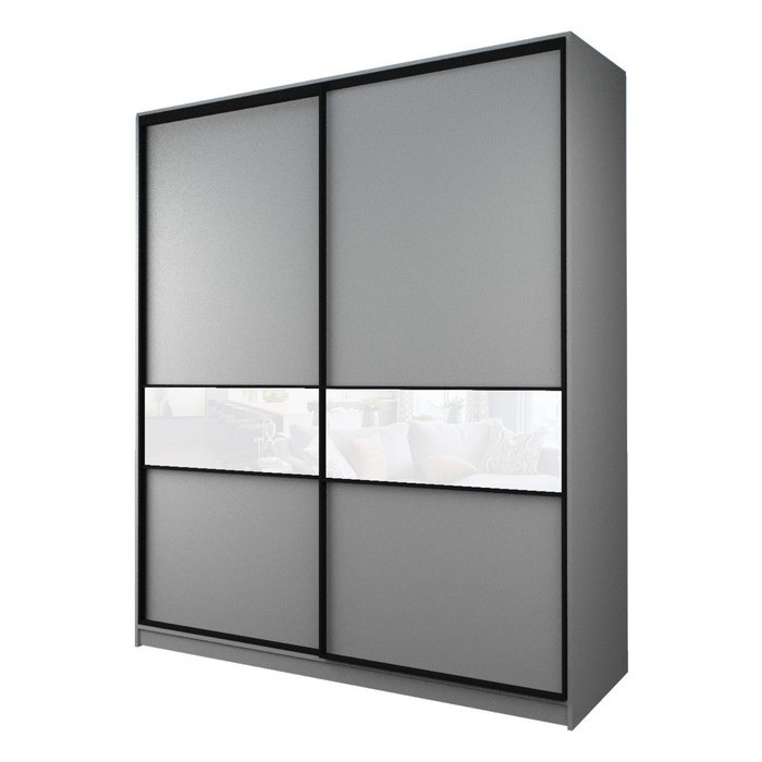 Шкаф-купе Max-МШ-23-6-22/2-99, 2200×600×2300 мм, цвет серый шагрень / стекло белое - Фото 1