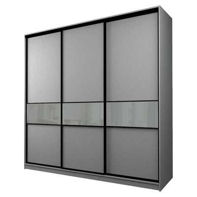 Шкаф - купе Max-МШ-23-6-24-999, 2400×600×2300 мм, цвет серый шагрень/стекло светло - серое
