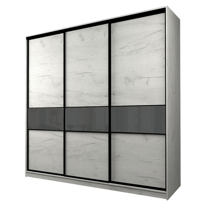 Шкаф-купе Max-МШ-23-6-24/2-999, 2400×600×2300 мм, дуб крафт белый / стекло тёмно-серое - Фото 1