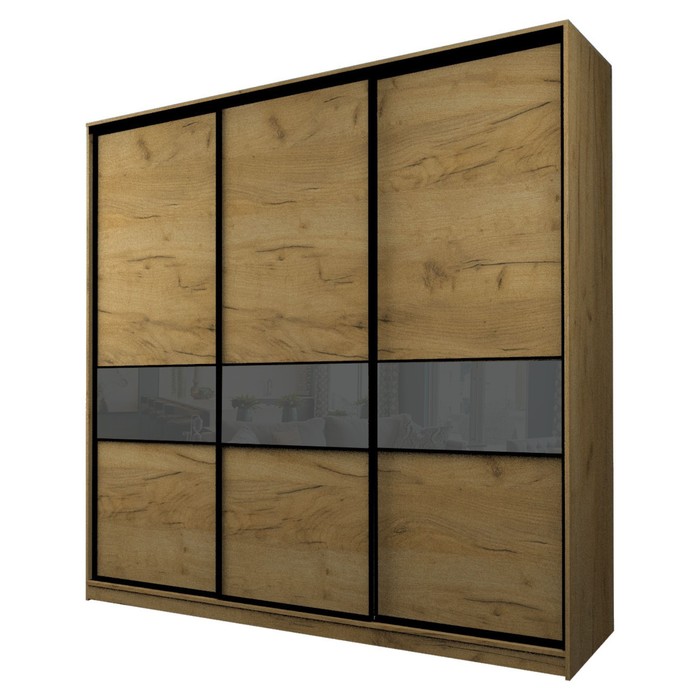 Шкаф-купе Max-МШ-23-6-24/2-999, 2400×600×2300 мм, дуб крафт золотой / стекло тёмно-серое - Фото 1