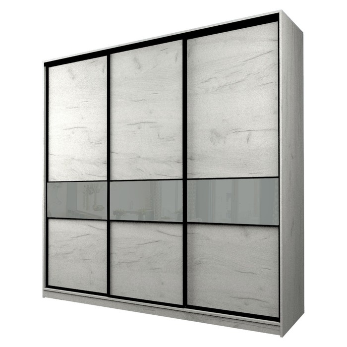 Шкаф-купе Max-МШ-23-6-24/2-999, 2400×600×2300 мм, дуб крафт белый / стекло светло-серое - Фото 1