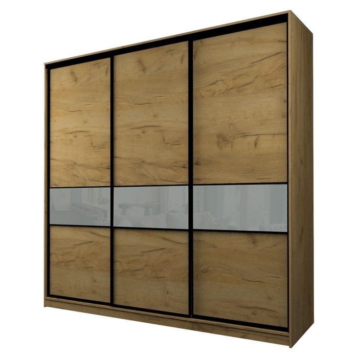 Шкаф-купе Max-МШ-23-6-24/2-999, 2400×600×2300 мм, дуб крафт золотой / стекло светло-серое - Фото 1