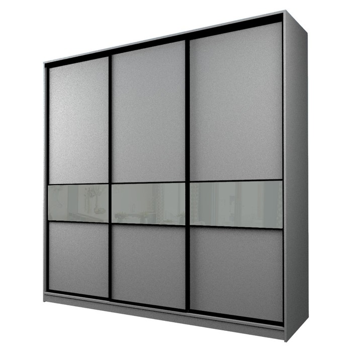 Шкаф-купе Max-МШ-23-6-24/2-999, 2400×600×2300 мм, серый шагрень / стекло светло-серое - Фото 1