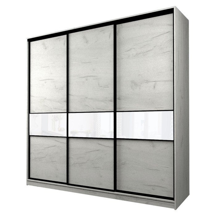 Шкаф-купе Max-МШ-23-6-27-999, 2666×600×2300 мм, цвет дуб крафт белый / стекло белое - Фото 1