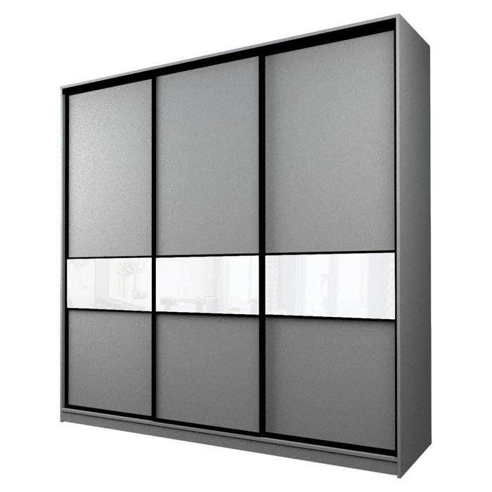 Шкаф-купе Max-МШ-23-6-27-999, 2666×600×2300 мм, цвет серый шагрень / стекло белое - Фото 1