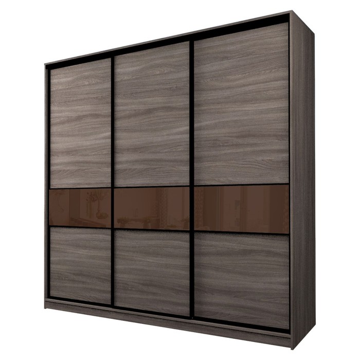 Шкаф-купе 3-х дверный Max 2/999, 2666×600×2300 мм, цвет ясень шимо тёмный / стекло шоколад - Фото 1