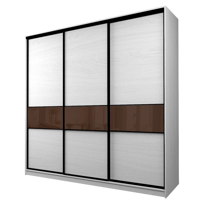 Шкаф-купе Max-МШ-23-6-27/2-999, 2666×600×2300 мм, ясень анкор светлый / стекло шоколад - Фото 1