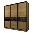 Шкаф-купе Max-МШ-23-6-27/2-999, 2666×600×2300 мм, цвет дуб крафт золотой / стекло чёрное - Фото 1