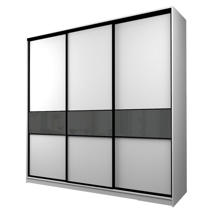 Шкаф-купе Max-МШ-23-6-27/2-999, 2666×600×2300 мм, цвет белый шагрень / стекло тёмно-серое - Фото 1