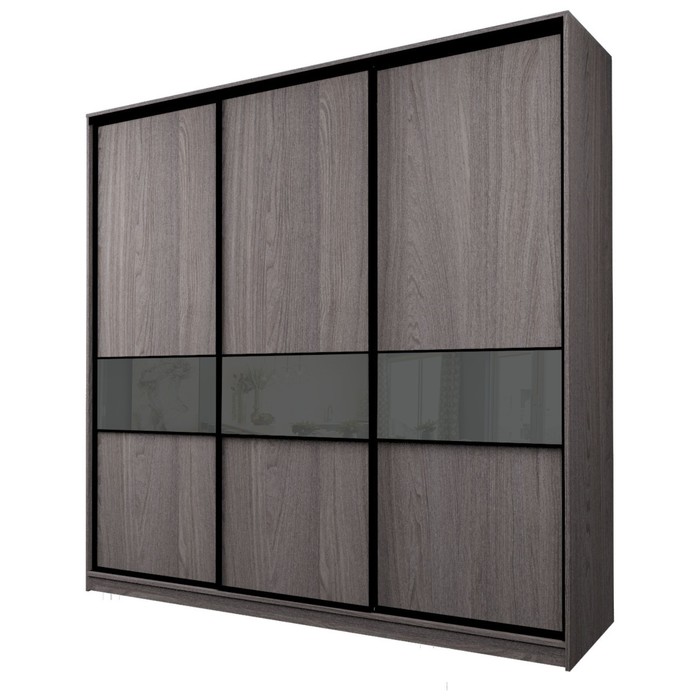 Шкаф-купе 3-х дверный Max 2/999, 2666×600×2300 мм, цвет ясень анкор тёмный / стекло тёмно-серое - Фото 1