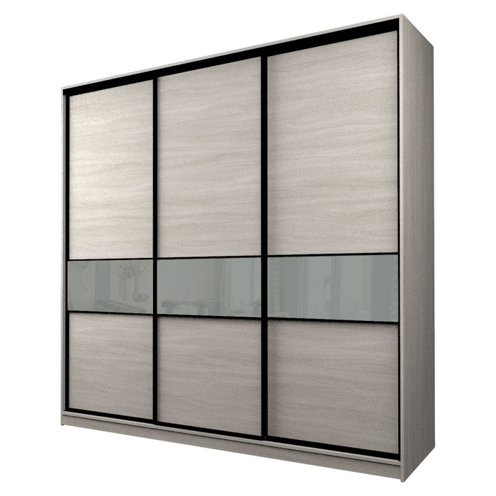 Шкаф - купе Max-МШ-23-6-27/2-999, 2666×600×2300 мм, цвет ясень шимо светлый/стекло светло - серое - Фото 1
