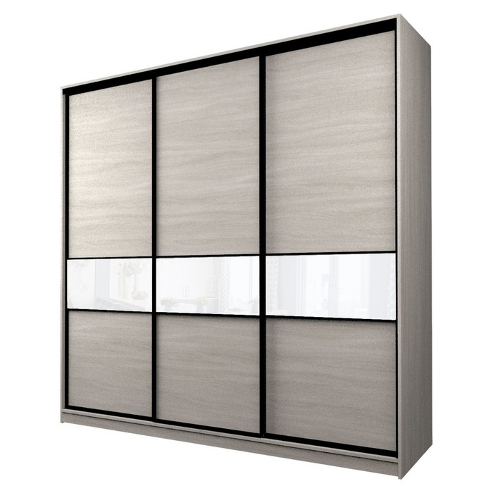 Шкаф-купе Max-МШ-23-6-27/2-999, 2666×600×2300 мм, цвет ясень шимо светлый / стекло белое - Фото 1