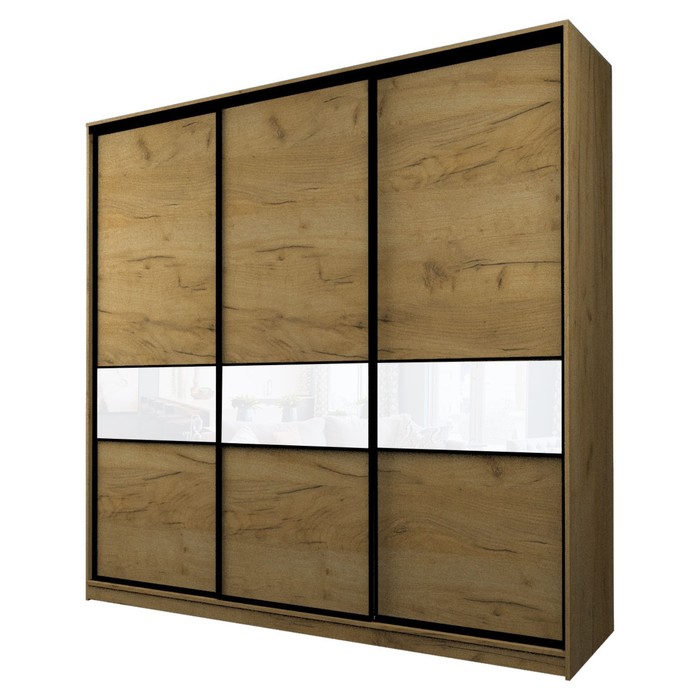 Шкаф-купе Max-МШ-23-6-27/2-999, 2666×600×2300 мм, цвет дуб крафт золотой / стекло белое - Фото 1