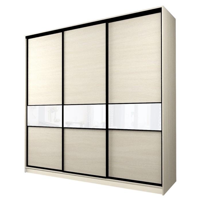 Шкаф-купе Max-МШ-23-6-27/2-999, 2666×600×2300 мм, цвет дуб молочный / стекло белое - Фото 1