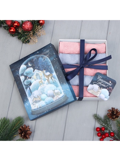 Набор махровых полотенец Этель "Волшебного года" 30х30 см -5шт, 100% хл, 340гр/м2