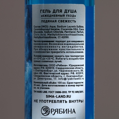 Гель для душа мужской «Сила духа. Воля. Выдержка», 100 мл, аромат ледяной свежести, Чистое счастье