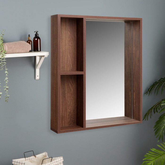 Зеркало-шкаф для ванной комнаты "Брит 60", Морское дерево винтаж, 60 х 70 х 12 см - Фото 1