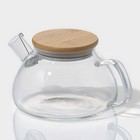 Чайник заварочный стеклянный с бамбуковой крышкой и металлическим фильтром BellaTenero «Эко», 600 мл, 18×12×10 см - фото 4399064