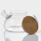 Чайник заварочный стеклянный с бамбуковой крышкой и металлическим фильтром BellaTenero «Эко», 600 мл, 18×12×10 см - фото 4399065