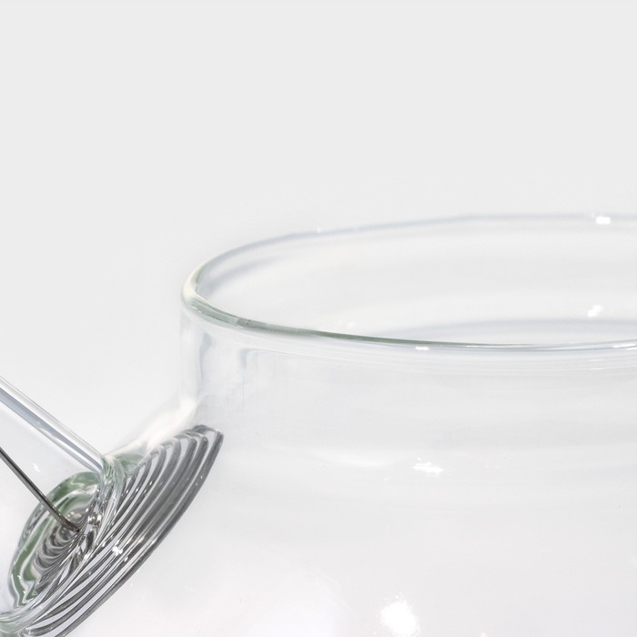 Чайник заварочный стеклянный с бамбуковой крышкой и металлическим фильтром BellaTenero «Эко», 600 мл, 18×12×10 см - фото 1888762067