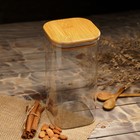 Банка стеклянная для сыпучих продуктов с бамбуковой крышкой BellaTenero «Эко. Квадратная», 1,5 л, 10×21 см - Фото 6