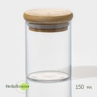 Баночка стеклянная для специй с бамбуковой крышкой BellaTenero «Эко», 150 мл, 5,5×7 см - фото 320380628