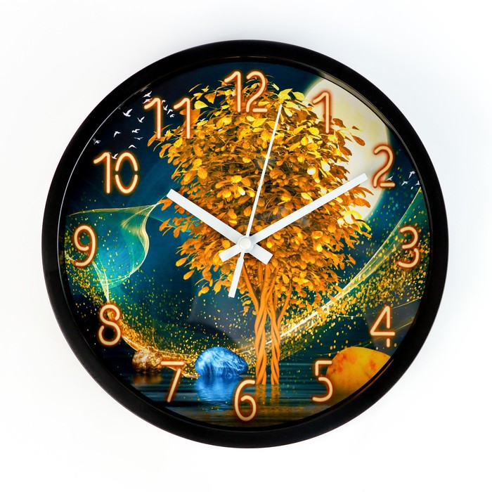 Часы настенные Деревья, d-20 см, плавный ход